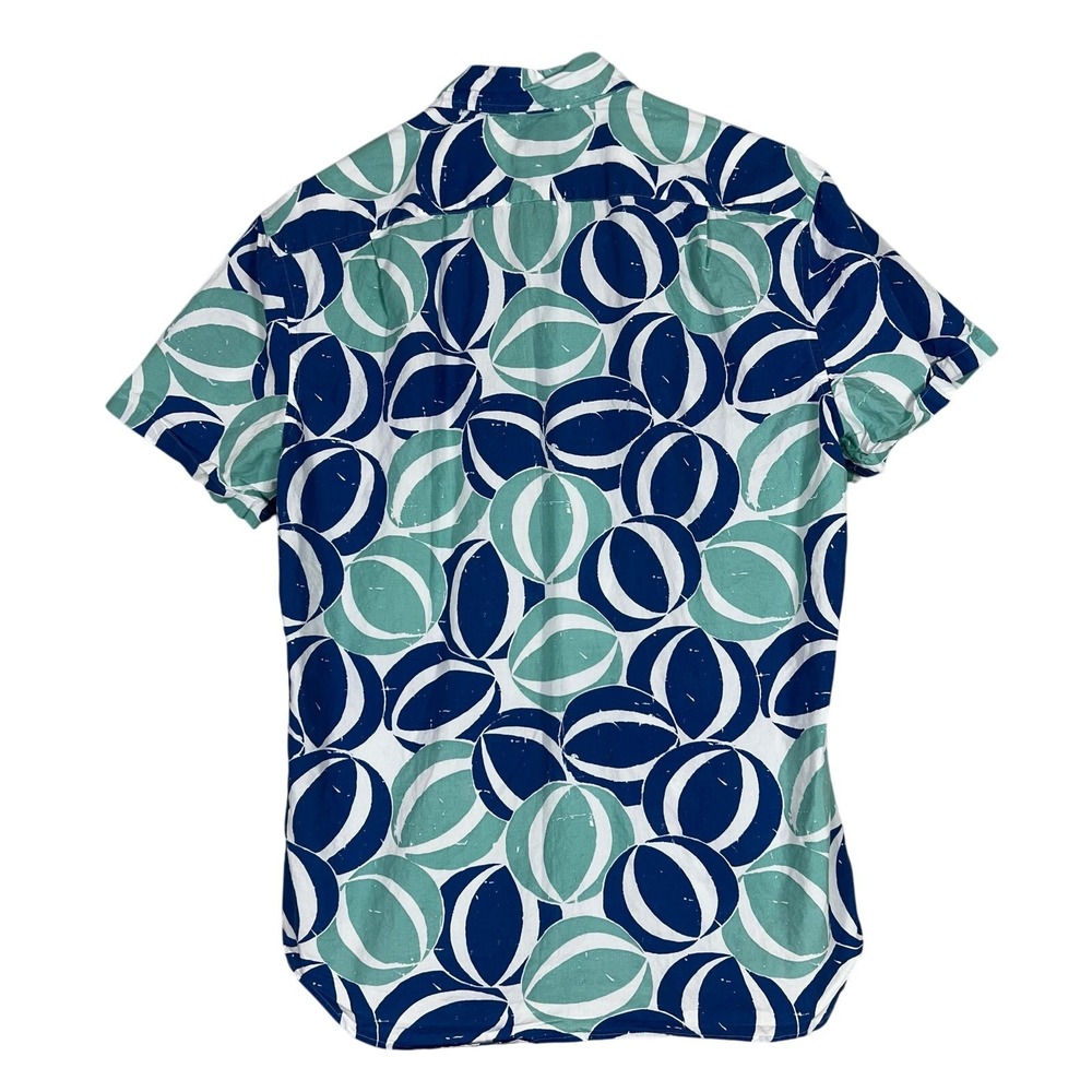 J. Crew Factory Navy & Mint Green Short-Sleeve Button-Down